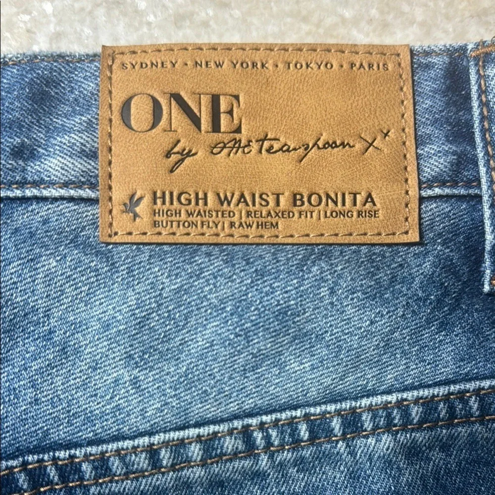 One Teaspoon High Waist Bonita Denim Shorts‎ Blue Distressed Button Fly Size 26